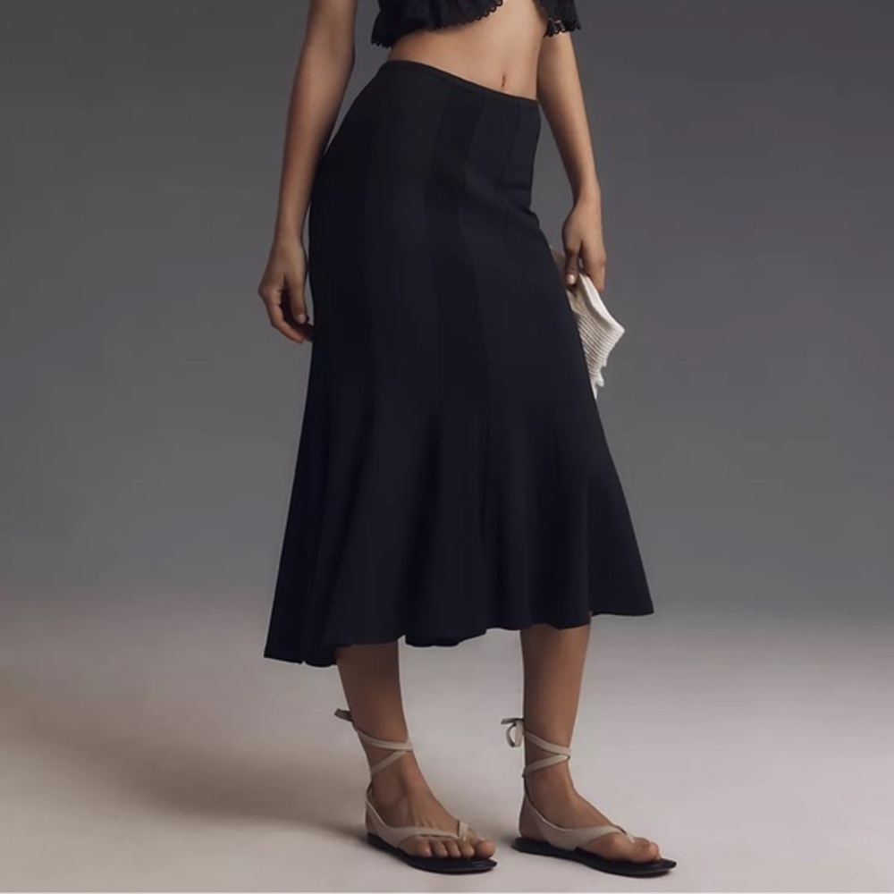 Anthropologie Fluted Knit Pencil Midi Skirt
